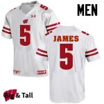 Men's Wisconsin Badgers NCAA #5 Chris James White Authentic Under Armour Big & Tall Stitched College Football Jersey LR31P78VD